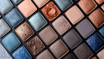 Fototapeta premium Beautiful eyeshadow palette on light gray background, closeup. Professional cosmetic product