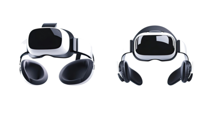 Virtual Reality Headsets Set on Transparent Background for Exploration Generative AI