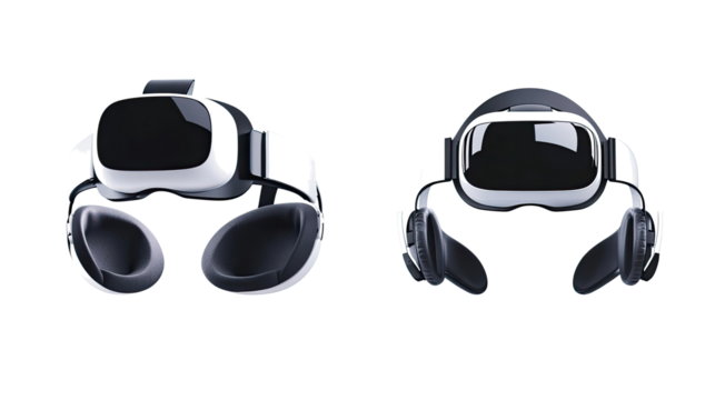Virtual Reality Headsets Set on Transparent Background for Exploration Generative AI
