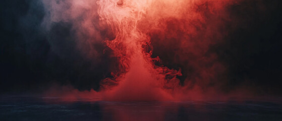 Dramatic Red and Black Smoke Effect with a Reflective Surface