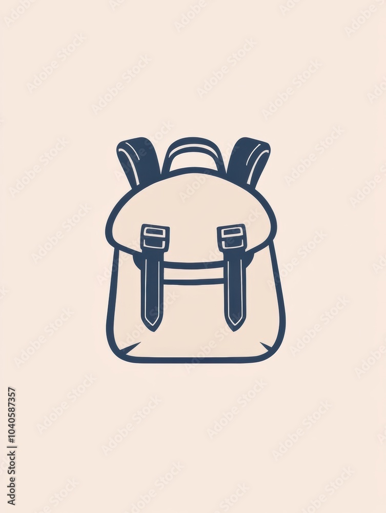 Poster this graphic features a simple backpack icon with clean lines, evoking a sense of adventure and a de