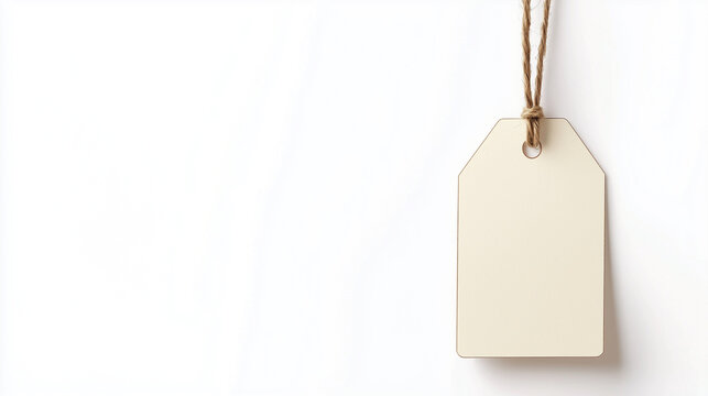  Isolated Paper Sale Tag Hanging on String with White Background