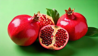 Pomegranates on a light green background