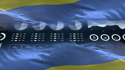 Ukraine flag - Waving flag on report analytics data statement