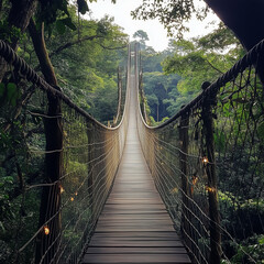 Obraz premium Treetop Canopy Walk: A Forest Perspective from Wild and Natural Heights