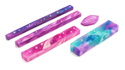 Colorful Watercolor Night Space Collection With Star Details Generative AI