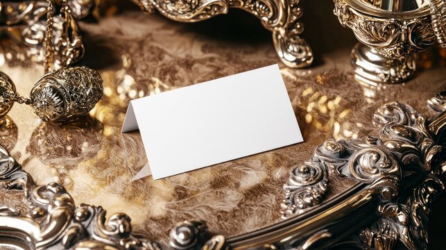 Elegant Business Card Mockup on Luxurious Table with Stylish Accessories for Upscale Presentation