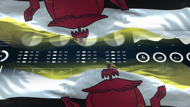 Brunei flag - Waving flag on report analytics data statement - Powered by Adobe