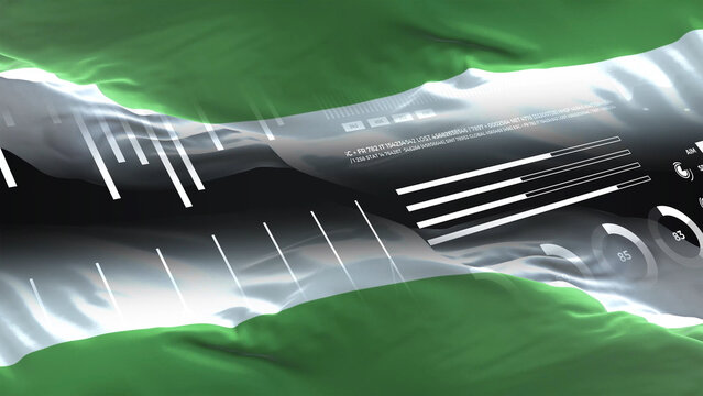 Bulgaria flag - Waving flag on report analytics data statement - Powered by Adobe