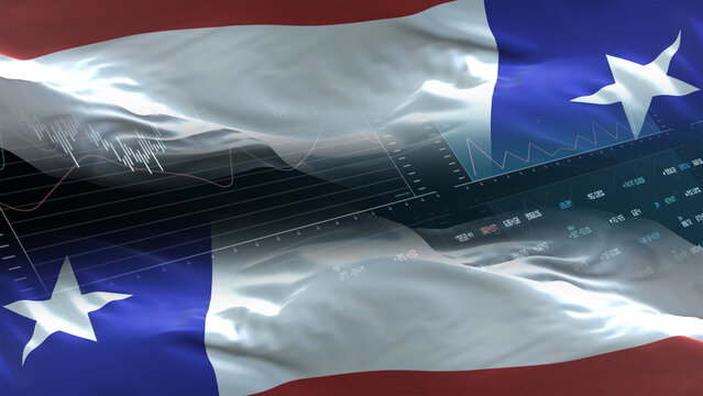 Chile flag - Waving flag on report analytics data statement