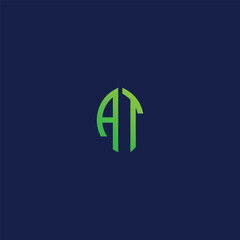 Creative initial letters AT with eco leaf shape logo. Initial Icon Nature  vector.