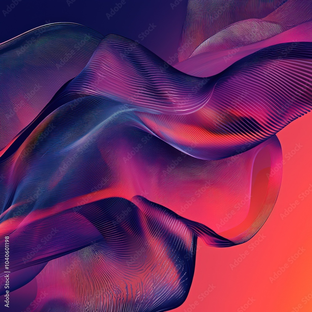 Wall mural fluid abstract lines with gradient transitions and bold color shifts