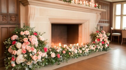 Christmas holiday background. Christmas fireplace