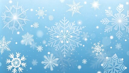 White snowflakes on light blue background