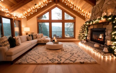 Christmas holiday background. Christmas fireplace