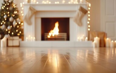 Christmas holiday background. Christmas fireplace