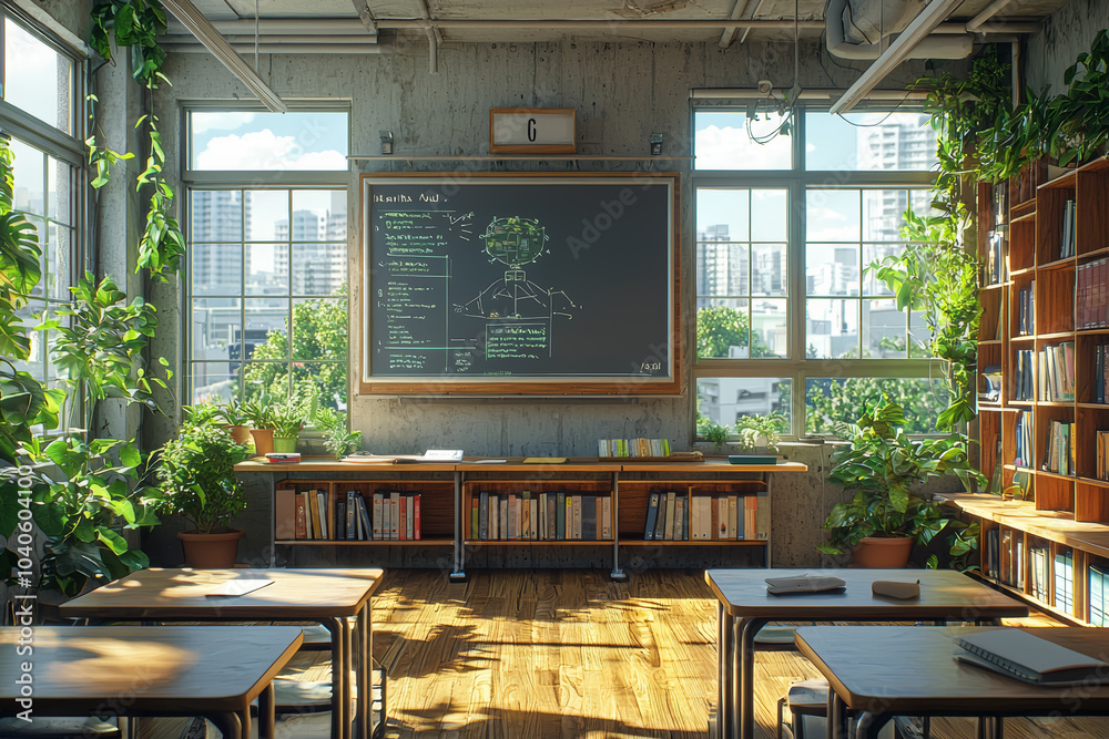 Poster a classroom with adaptive ai technologies that evolve based on student needs, illustrating personali