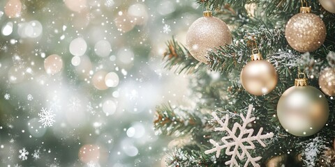 Christmas holiday background. Christmas decorated tree