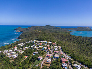 Aerial view of the Caravelle Peninsula, Tartane, Martinique, West Indies, France