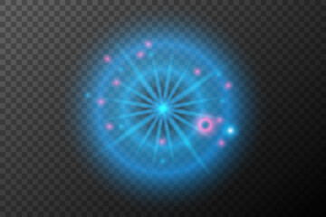 Light effect pink blue isolated flare explosion shiny dust line solar flare spark star neon light, vector effect
