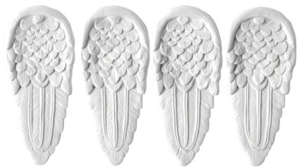 Elegant White Angel Wings on Transparent Background Generative AI