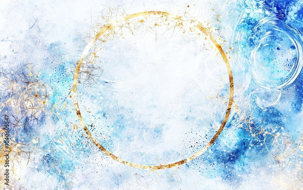 Canvas Prints abstract swirling blue and gold patterns creating a serene and ethereal atmosphere, perfect for arti