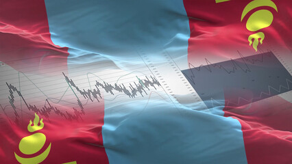 Mongolia flag - Waving flag on report analytics data statement