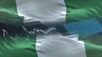 Nigeria flag - Waving flag on report analytics data statement