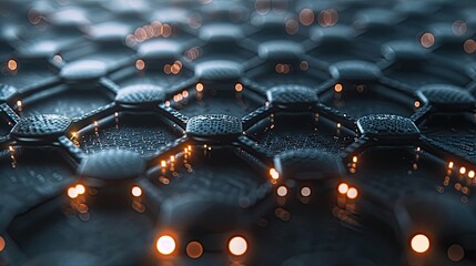 A detailed image of a graphene sheet with its hexagonal carbon lattice, highlighting its strength and flexibility at the atomic level