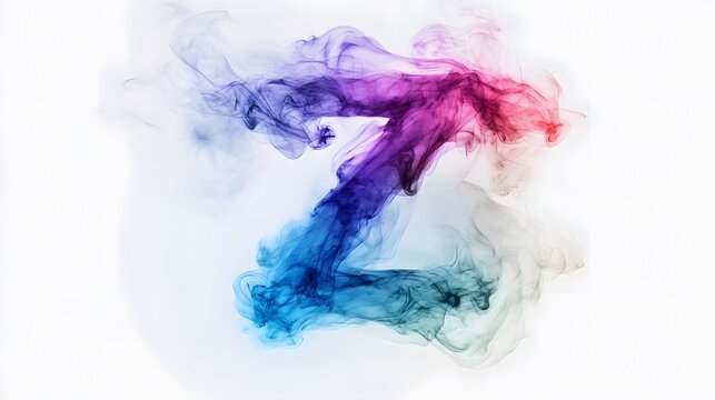 52. A letter Z formed from colorful smoke, creating an ethereal look on a white background