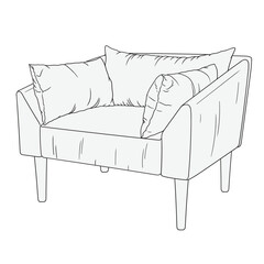 Soft armchair isolated on white background. Furniture item for home, hotel and office.