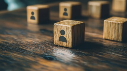 Wooden Blocks with Person Icons