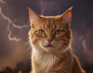 Fototapeta premium a cat with green eyes and a dark background