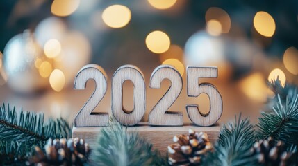 2025 holiday themed wooden numbers