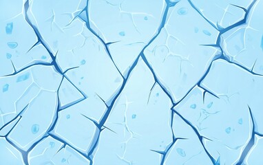 Obraz premium Cracked ice surface with blue hues and intricate patterns observed in a frozen environment during winter