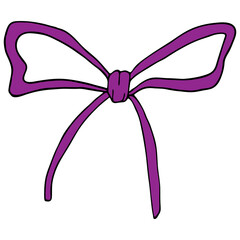 Elegant Bow Tie Sketch Icon, Clean and Minimal Design, Black and Purple Flat