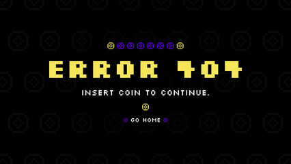 Fototapeta premium Web Page Error 404 User Interface Template Insert Coin
