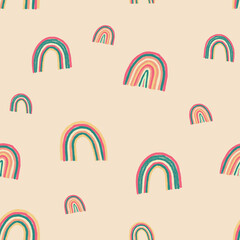 colorful rainbow pattern - hand drawn - butter cream colored background