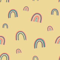 cute rainbow pattern - hand drawn - daffodil colored background