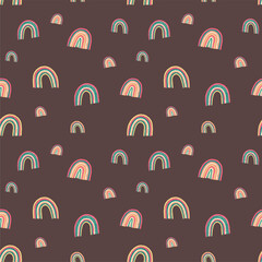  rainbow pattern - hand drawn - chocolate colored background