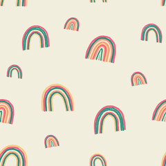 cute rainbow pattern - hand drawn - egg shell background