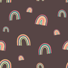 rainbow pattern - hand drawn - chocolate colored background