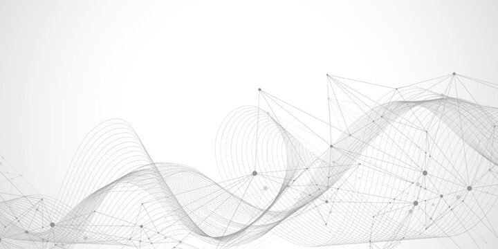 Global network connection concept. Big data visualization. Social network communication in the global computer networks. Internet technology. Business. Science. Vector illustration