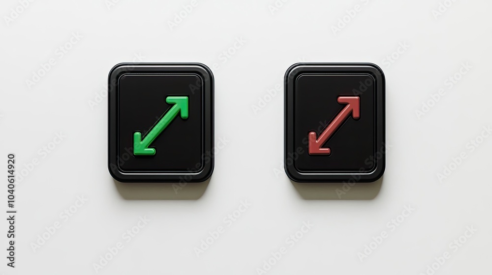 Poster computer mouse cursors with directional arrow icons on a flat surface generative ai
