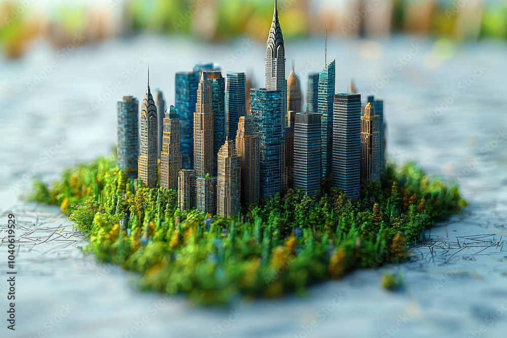 Canvas Prints a city skyline emerging from a single line drawn on a piece of paper, representing creation from ima