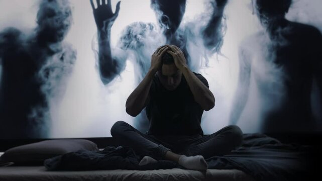 Person Experiencing Mental Health Crisis Dark Shadows Anxiety Depression Nightmare Fear