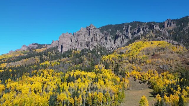 Aerial view of the fall colors in Colorado including the San Juan Mountains