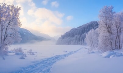Magical winter panoramic landscape