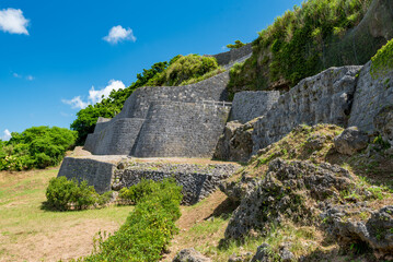 View of Urasoe Castle Ruins in Okinawa, Japan