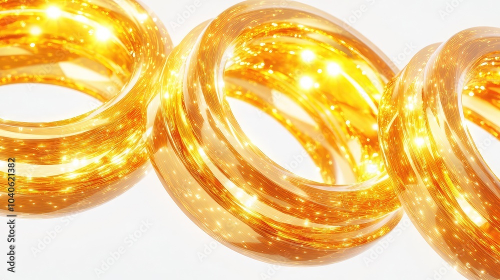 Poster Shiny Golden Light Circles With Sparkles Creating a Mesmerizing Effect Generative AI